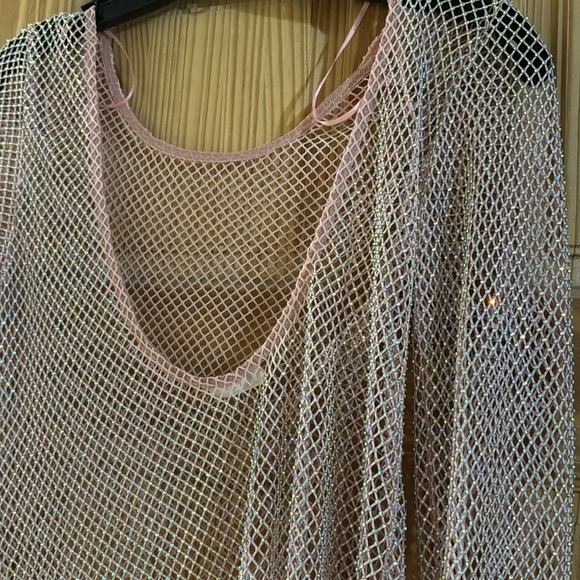 Pink sparkle fishnet free people top - Picture 3 of 8